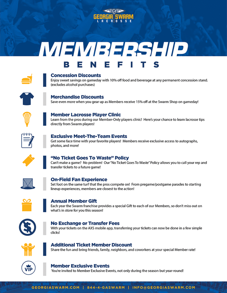 Georgia Swarm Season Ticket Membership Benefits